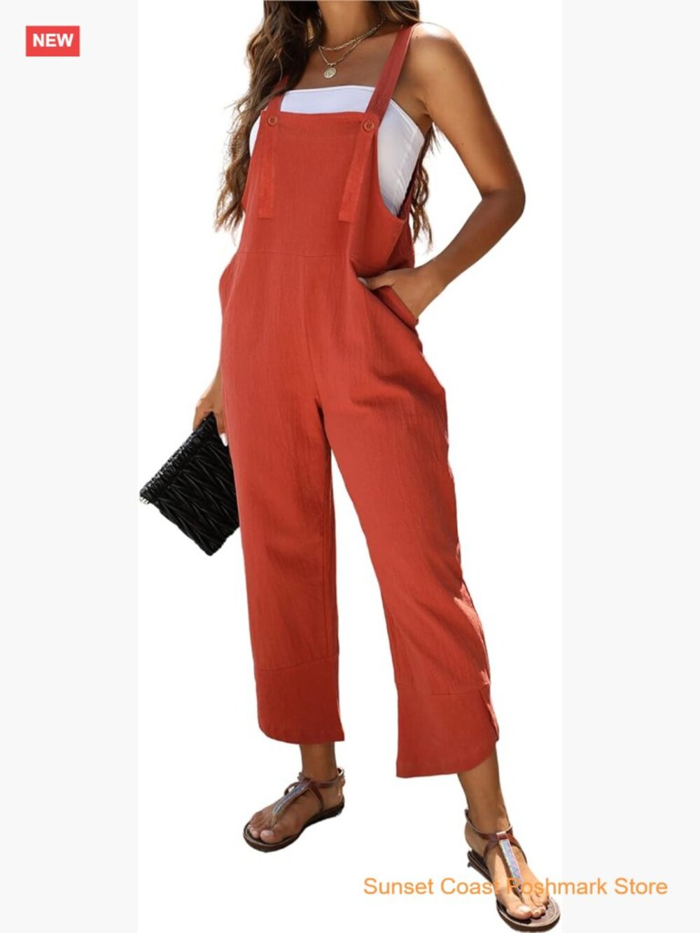 Sleeveless Baggy Jumpsuit Overalls Casual Summer Bib Rompers Pockets